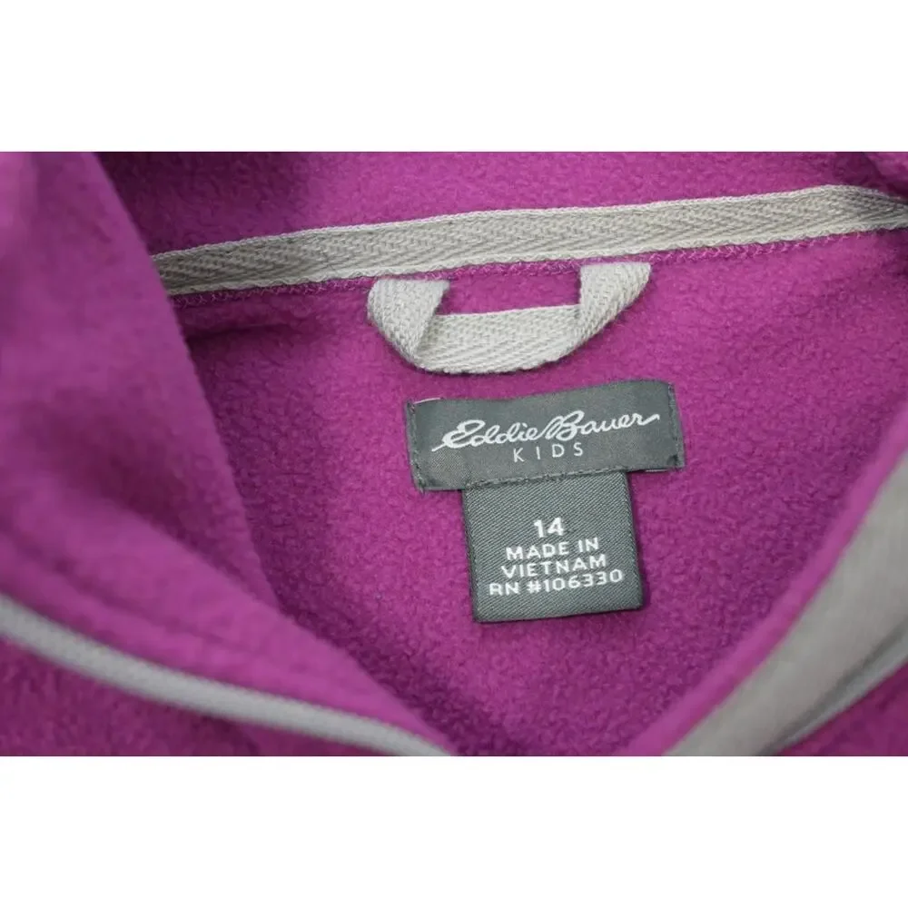 Eddie Bauer Fleece‎ Jacket 1/4 Zip Hiking Camp Purple Sweater Girls Size 14